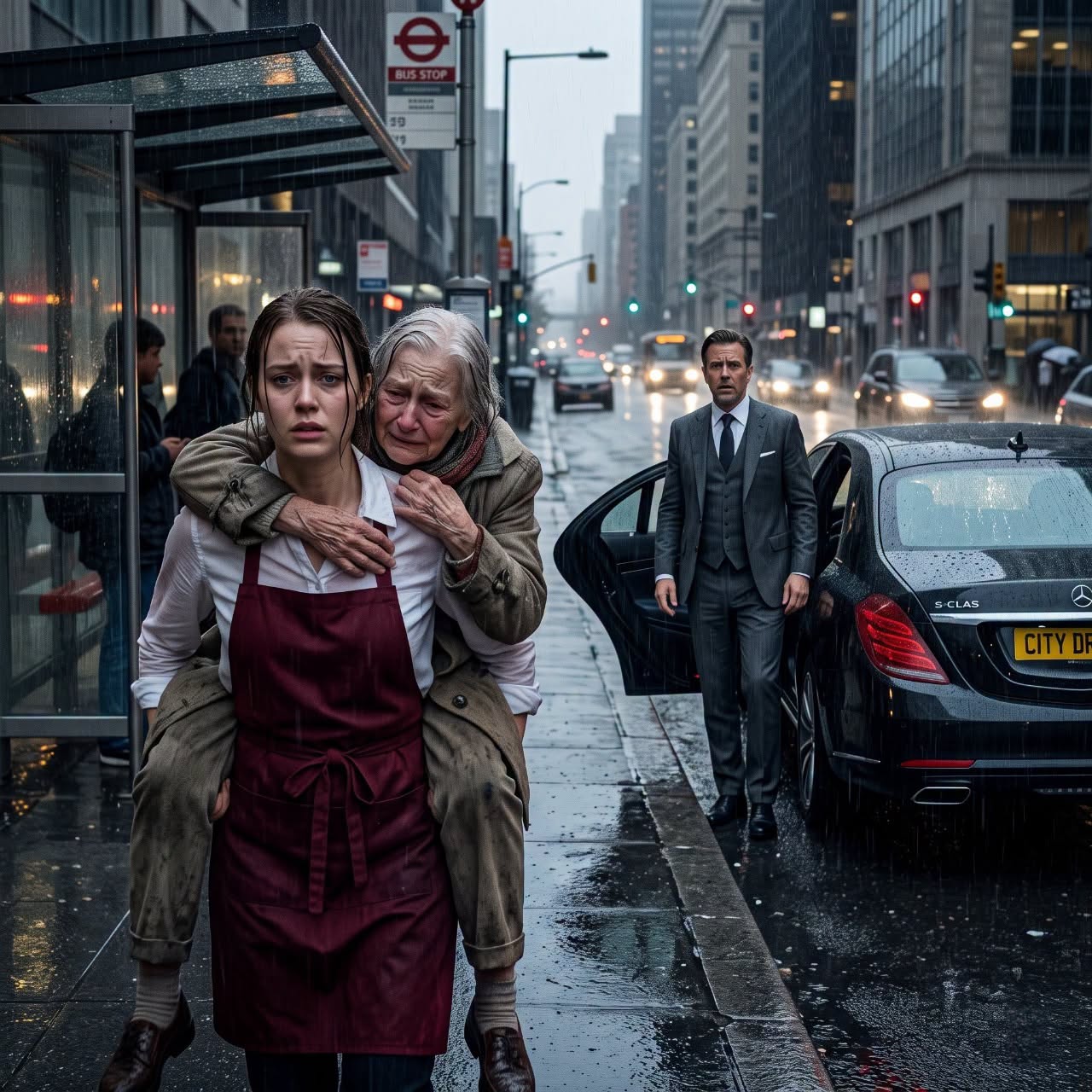 “Waitress Lost Her Job for Helping a Helpless Old Lady in the Rain — Unaware She Was the Billionaire’s Mother, and the Man Who Arrived That Night Was Her Powerful Son”