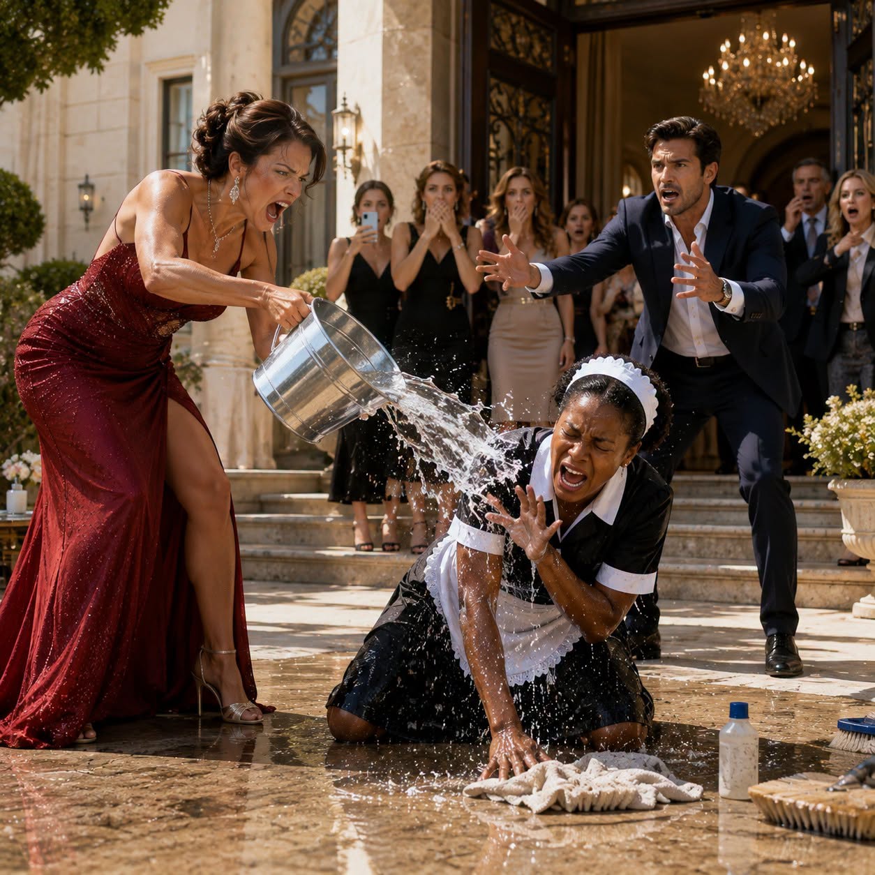 "Wash Until You Collapse!" The Billionaire's Fiancée Forced the Maid to Suffer in the Blazing Sun...