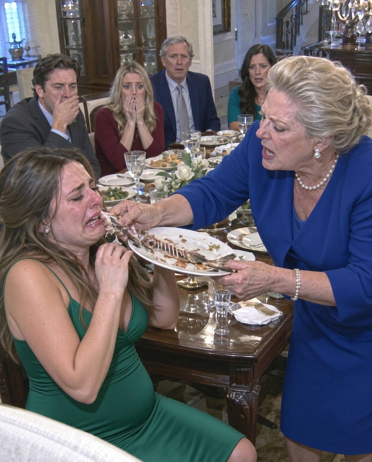 "I came back for a folder and found my eight-month-pregnant wife crouched under our dining table while my mother shoved fish b0nes toward her mouth.
