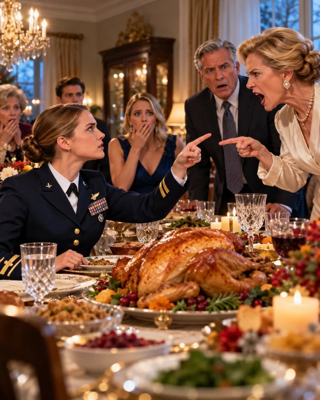 "“Then your favorite daughter can start paying the mortgage,” I said after my mother ridiculed my Navy uniform and told me I would never be good enough to compare to my sister. I watched my father suddenly stiffen as I revealed the secret I had hidden for three years: I was the one silently making their mortgage payments while they praised Celeste as the family’s saving grace. The turkey went cold, the dining room became deathly quiet, and my mother’s perfect smile disappeared. They thought they had a daughter they could insult and take advantage of forever. What they never realized was that the money holding their entire world together was about to vanish.