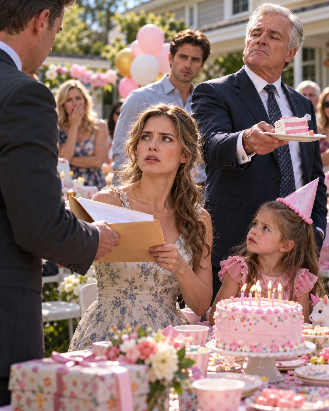 My CEO father-in-law had me served with a lawsuit beside my daughter’s fifth-birthday cake, then called me “just a housewife” and asked for another slice. His company wanted the twelve acres my mother left me for $150,000, though the last appraisal was $480,000. That night I found my husband’s signature on their supposed purchase option—and opened the deployment file containing the limits on what he had been allowed to sign...