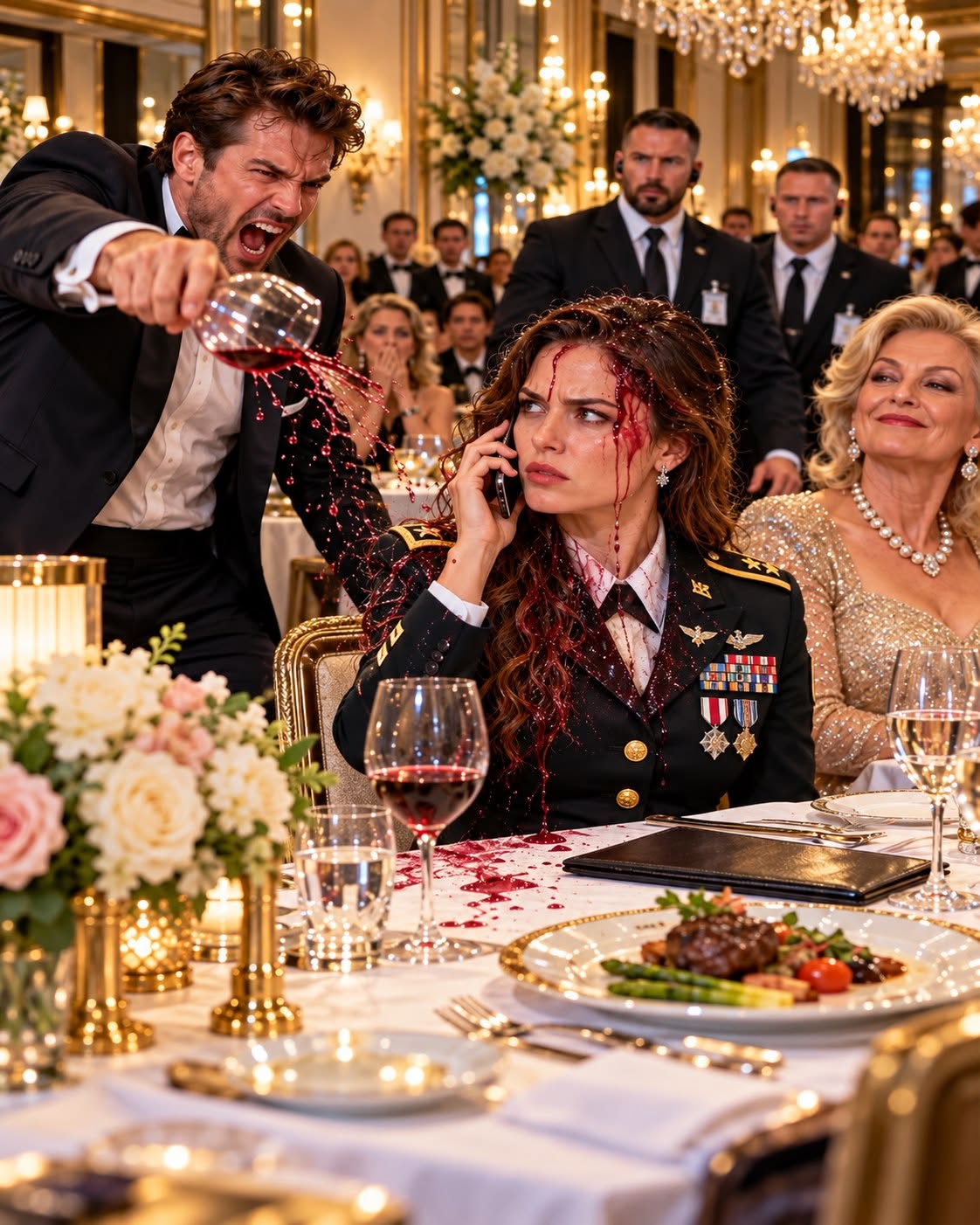 My husband threw red wine in my face at a luxury restaurant while his mother laughed, then threatened to end our marriage unless I paid a bill filled with charges we never authorized. He thought humiliating me in public would force me to obey. What he didn't realize was that I was Colonel Clara Morales, a decorated U.S. Army officer, and one phone call was about to turn his arrogance into terror.
