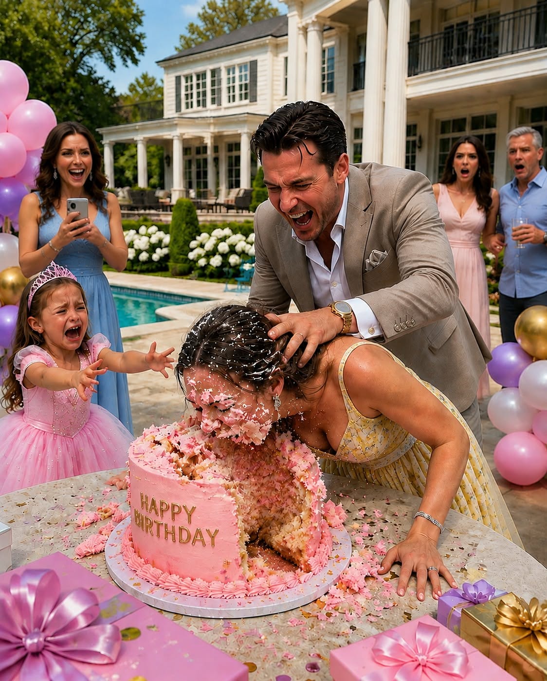 My husband slamm:ed my face into our daughter’s birthday cake in front of 47 guests while his mistress laughed and recorded the whole thing. I simply wiped the frosting away, hugged my little girl, and said, “we're leaving tonight.” He thought I was nothing more than a waitress, until a complete stranger recognized the ring I had been hiding.