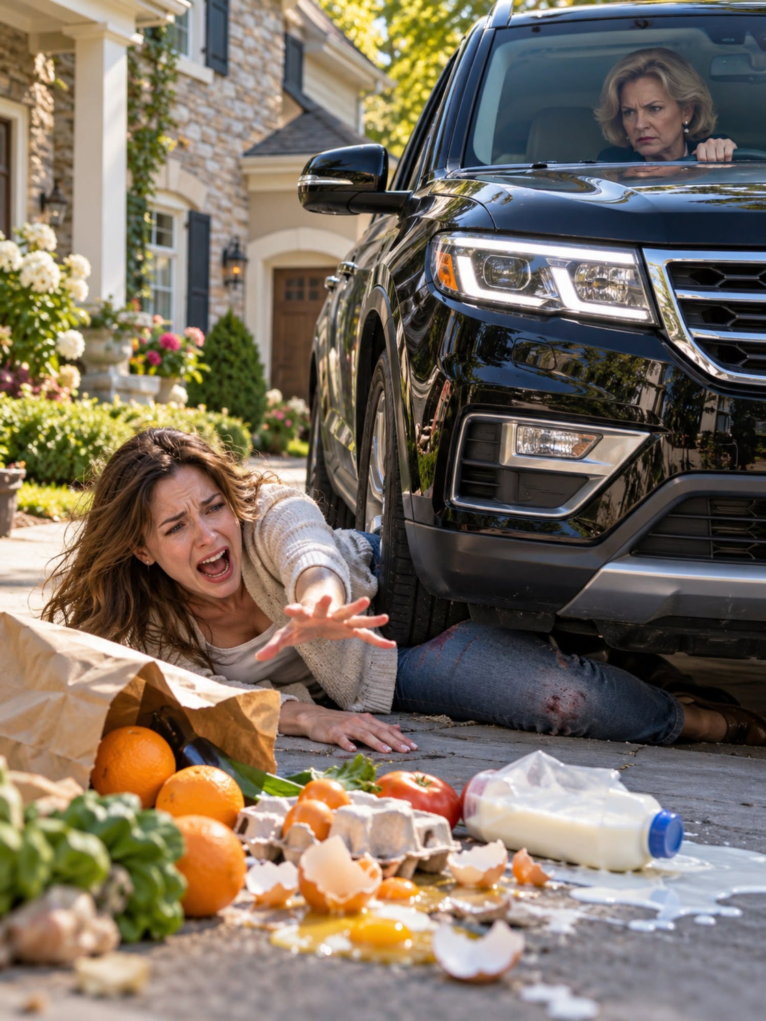The woman who had spent eight years telling me I was not truly part of her family was looking straight through her windshield when she pressed the accelerator.