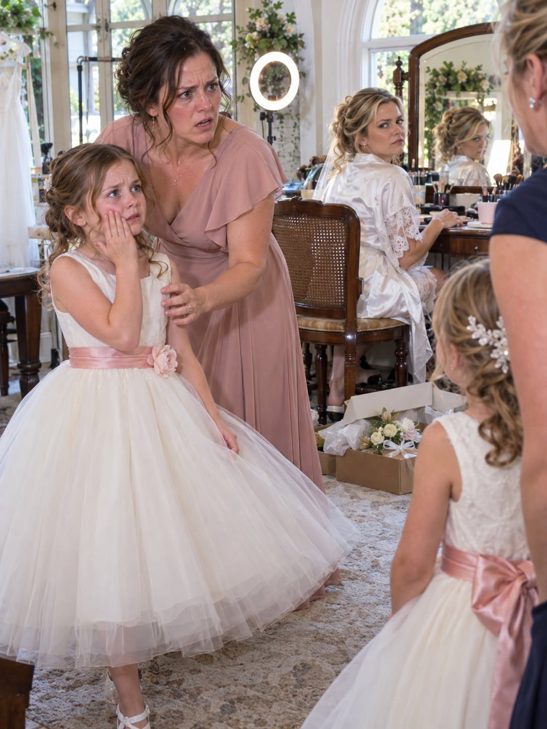 My brother’s bride asked a makeup artist to cover my eight-year-old daughter’s scar, then kept telling her to smile with her lips closed. I told her to let Poppy smile naturally. Minutes later, she announced she had chosen another flower girl—and the little girl waiting outside was already wearing my daughter’s exact dress...