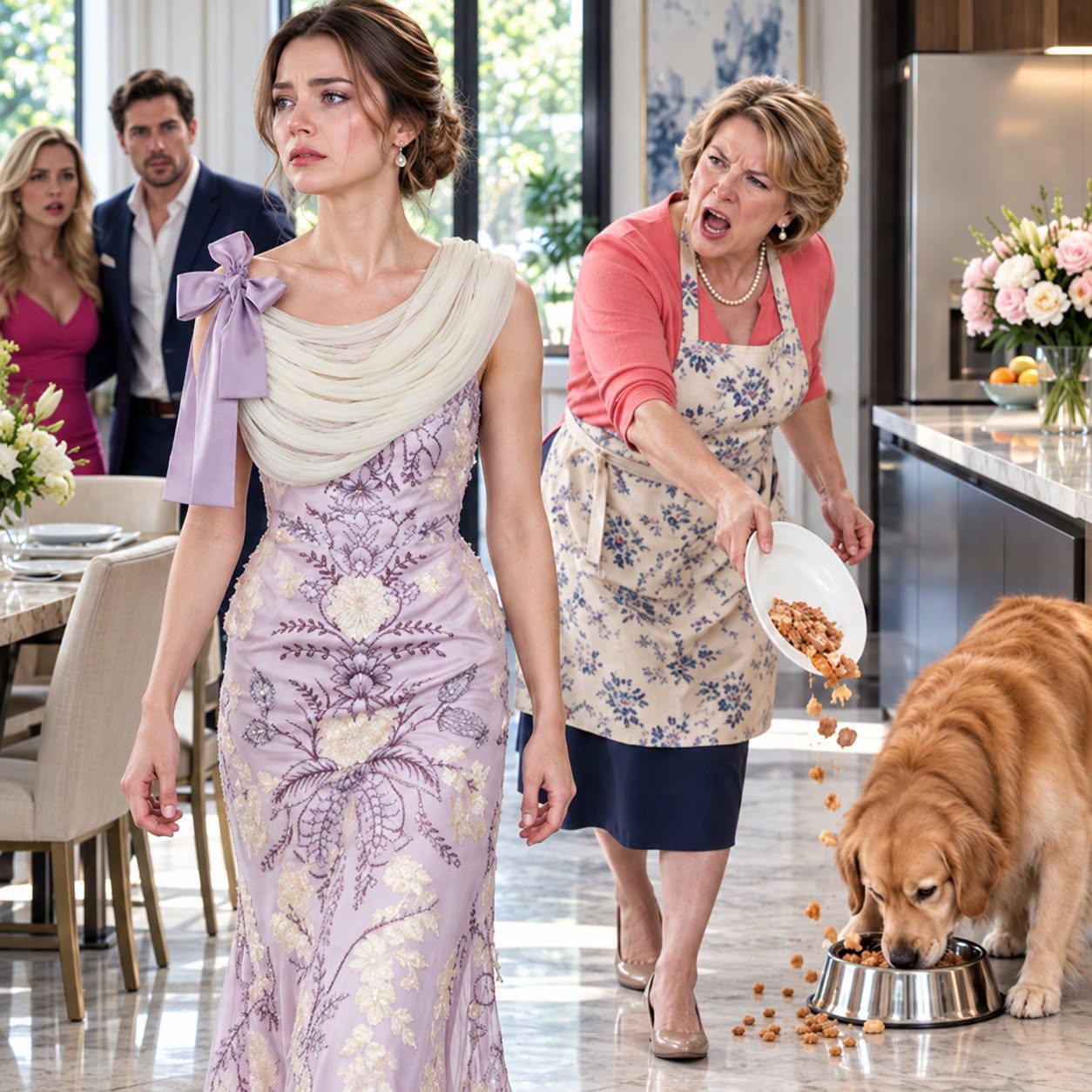"My MIL dumped my dinner into the dog’s bowl and told me, “We’re not here to serve you”—so I smiled, looked at my husband, and said six words that made all three of them freeze… # MY MIL DUMPED MY DINNER INTO THE DOG’S BOWL—SO I TOLD MY HUSBAND AND HIS FAMILY TO GET OUT OF MY CONDO