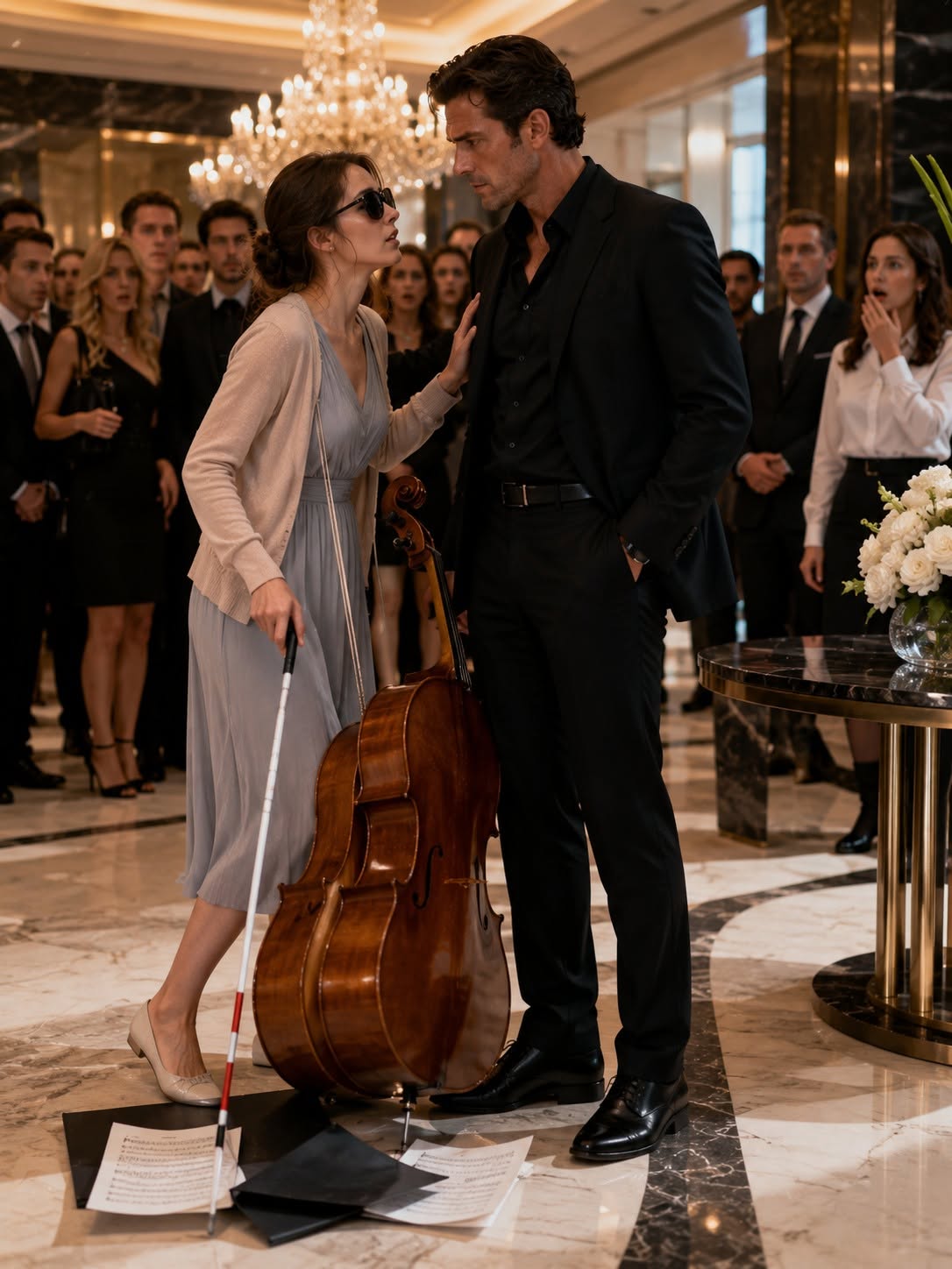 The Blind Cellist Accidentally Bumped Into the Mafia Boss—Then One Whisper Stopped the Entire Hotel