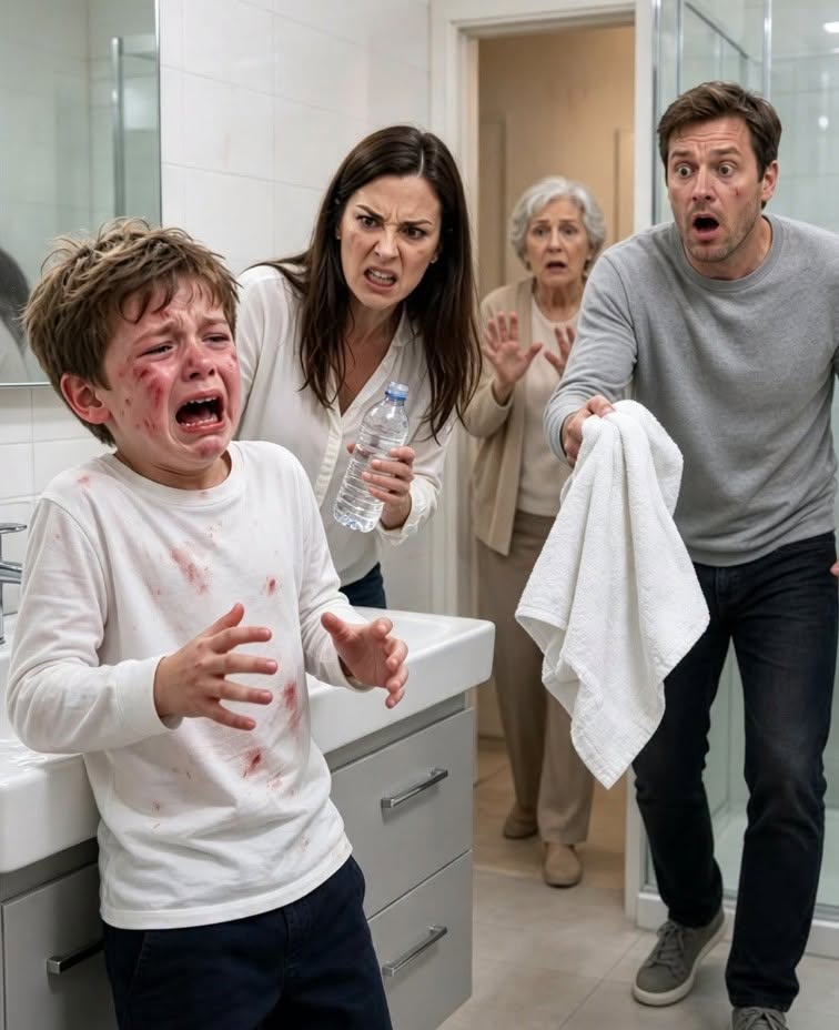 My wife splashed strong medical-grade rubbing alcohol straight over the fresh scratches on our 6-year-old son's face because he lost a key, watching him shriek. As I grabbed a towel, our own mother blocked the bathroom door, snarling, 'Let the alcohol burn away his crying!'