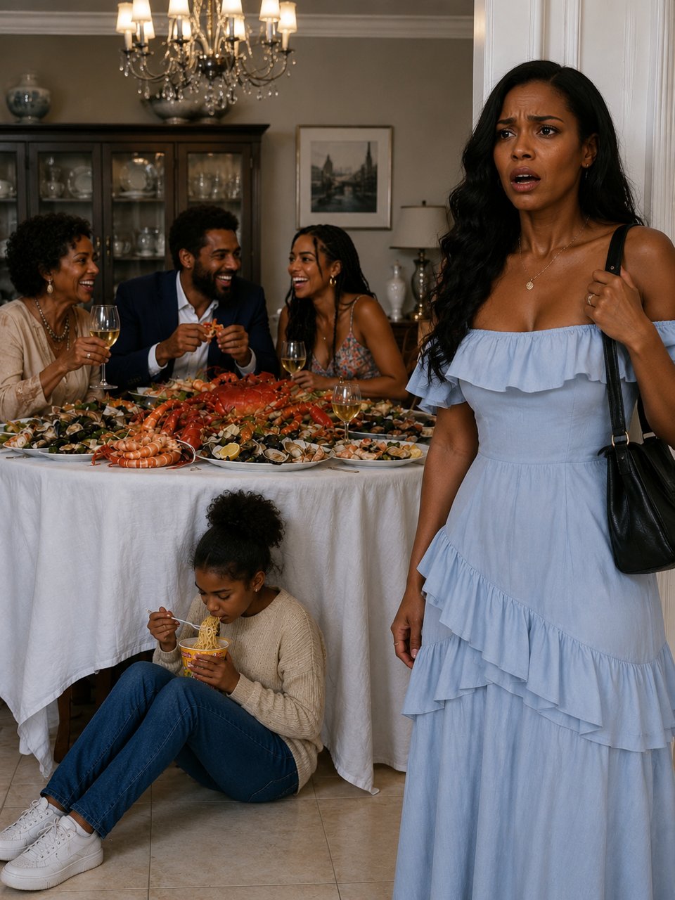 I came home from work and found my husband's family eating outrageously expensive seafood while my daughter was having instant noodles alone.
