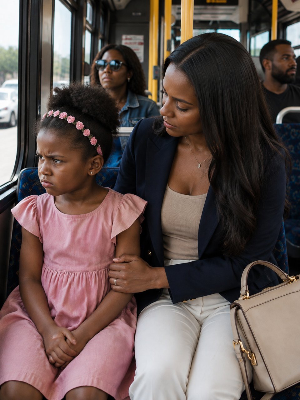 We were riding the bus home from my mother's house when, as we reached our stop, my 8-year-old daughter pressed herself against the seat and whispered, "Mom, please don't make me get off.