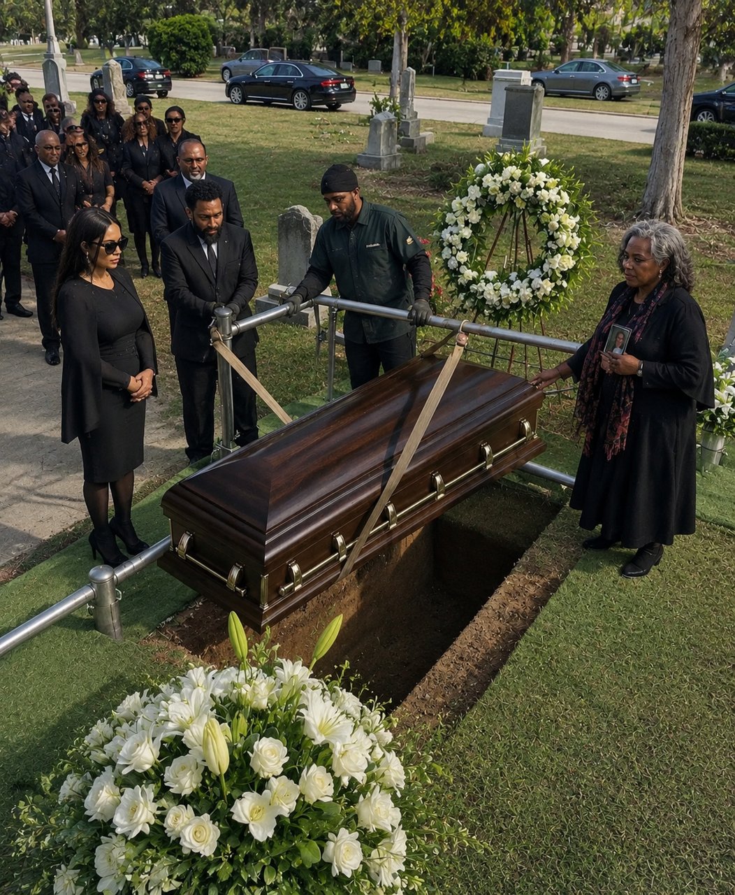 She arrived late to her only son's funeral and stood in front of the grave to stop them from burying him!