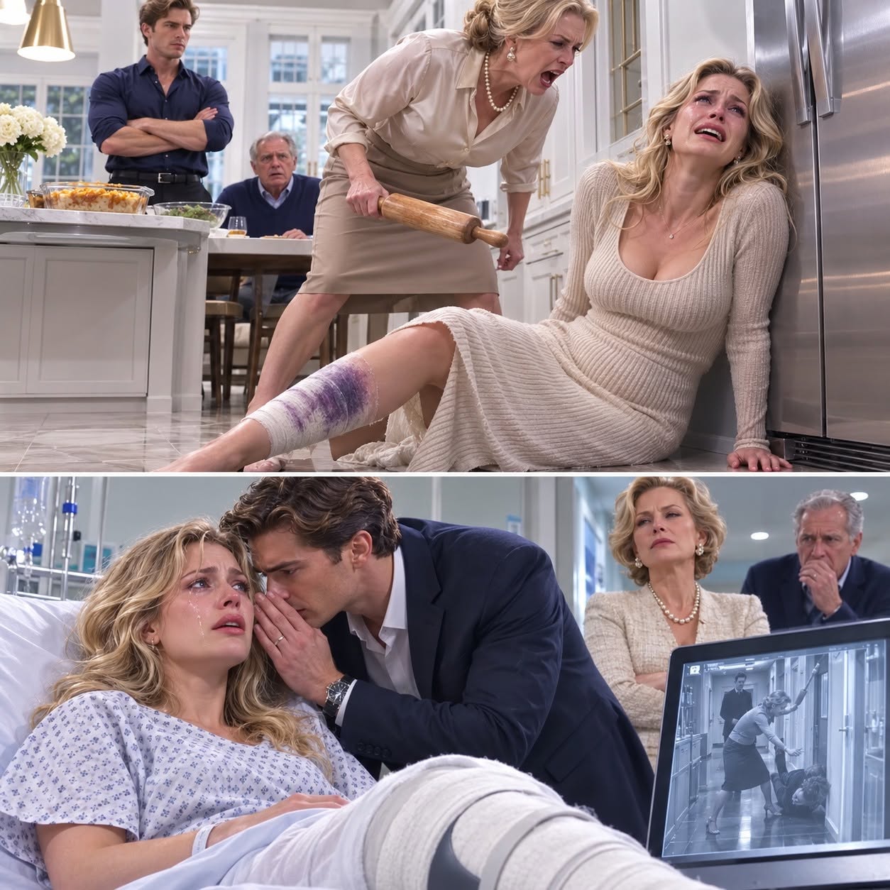 My mother-in-law shattered my leg with a rolling pin while my husband ordered pizza—but the lie they forced me to tell at the hospital was only the beginning of their plan.