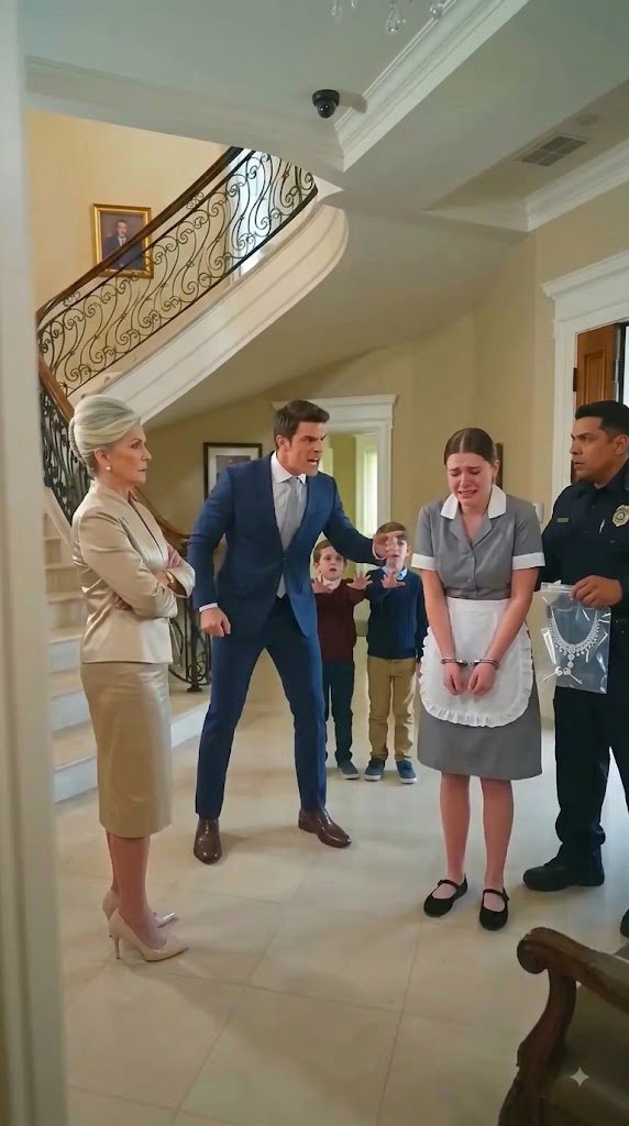 The nanny was already in handcuffs when the billionaire’s eight-year-old son pointed at Grandma and whispered, “Dad… check the camera.”