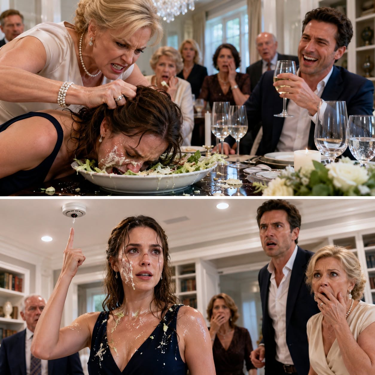 My mother-in-law shoved my face into a salad while 11 relatives laughed—but the hidden camera had already captured the plan that could make them lose their mansion...
