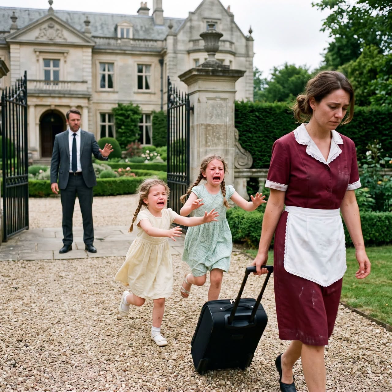The millionaire fired their nanny without a single explanation—until his two daughters ran after her screaming, “Please don’t leave us alone with Daddy!”