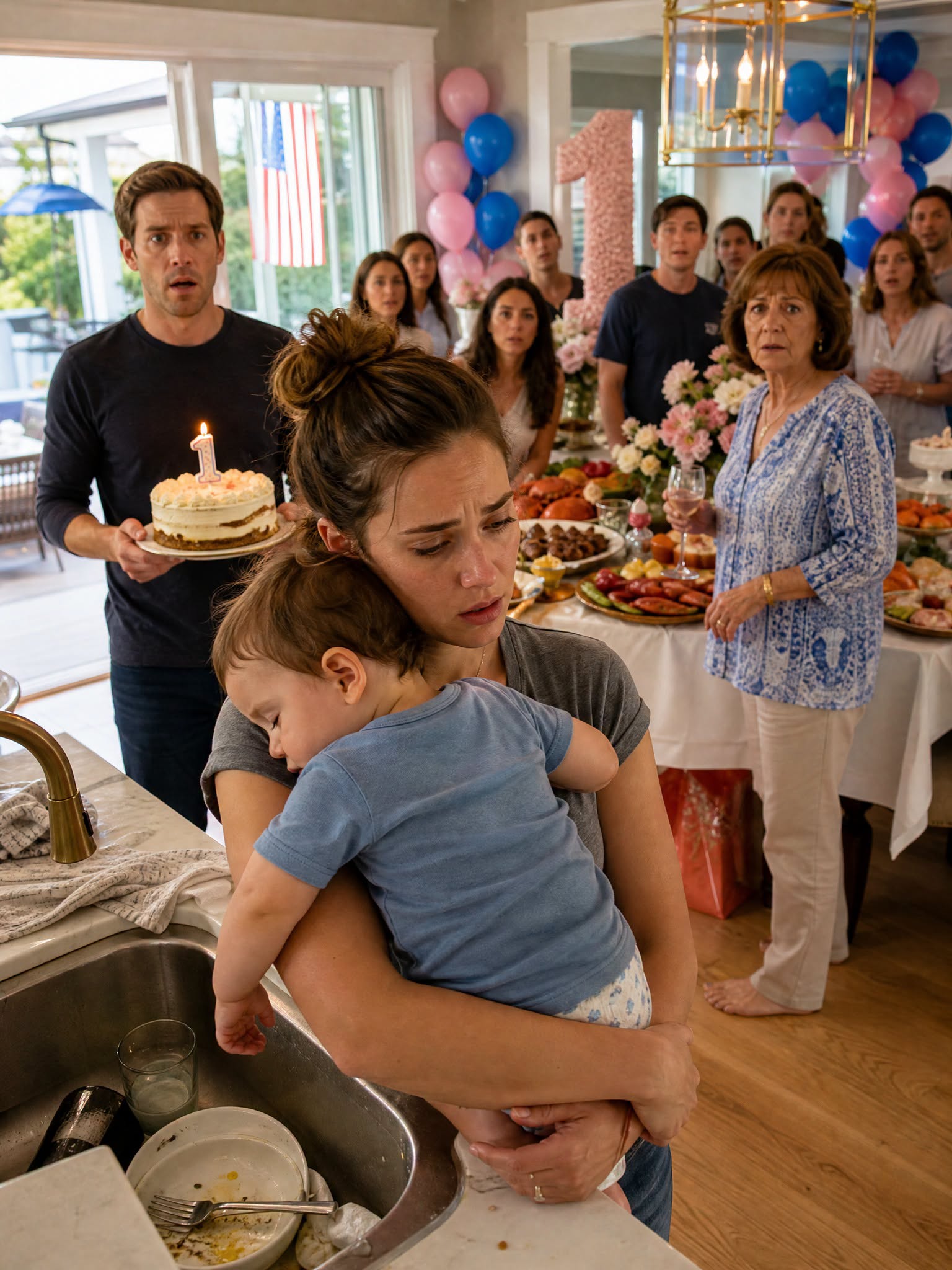 I came home early for my son’s first birthday—and found nearly 20 relatives feasting while my wife stood washing dishes with our sick baby in her arms… then I opened one folder that made the entire room go silent.