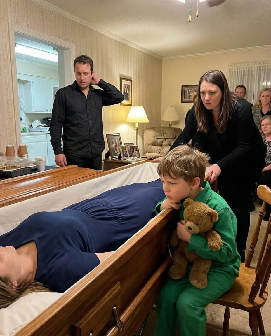 My 8-year-old nephew refused to leave his mother’s casket because she had told him to “wait for the sound”—then, at midnight, something inside her dress started BUZZING.