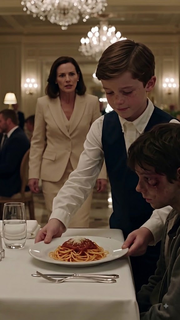 A homeless 12-year-old took the beating meant for her son—but the cracked phone he placed on the restaurant table exposed a secret no one was ready to hear…