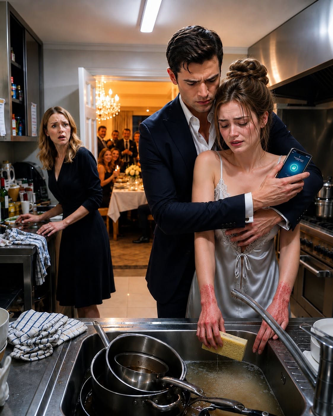 I Came Home Early With a Diamond Necklace for My Wife—Only to Find Her Washing Dishes Like a Servant While My Family Celebrated With My Money.
