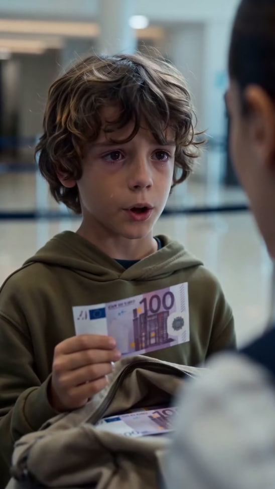 El niño arrastró un saco lleno de dinero hasta el banco... donde su madre le había dicho exactamente lo que debía hacer.