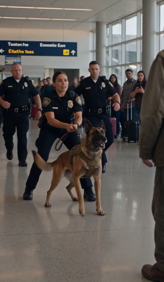El perro K9 del aeropuerto se soltó y corrió hacia un veterano anciano. Entonces, el hombre susurró su nombre.