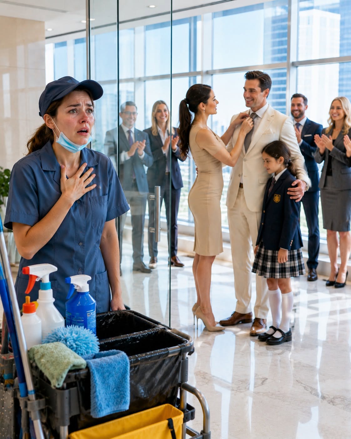 For seven years my husband banned me from our daughter’s school meetings sneering I’d only embarrass her, so I snuck inside disguised as a janitor and watched him sit next to the piano teacher who introduced herself to everyone as Lily’s real mom.