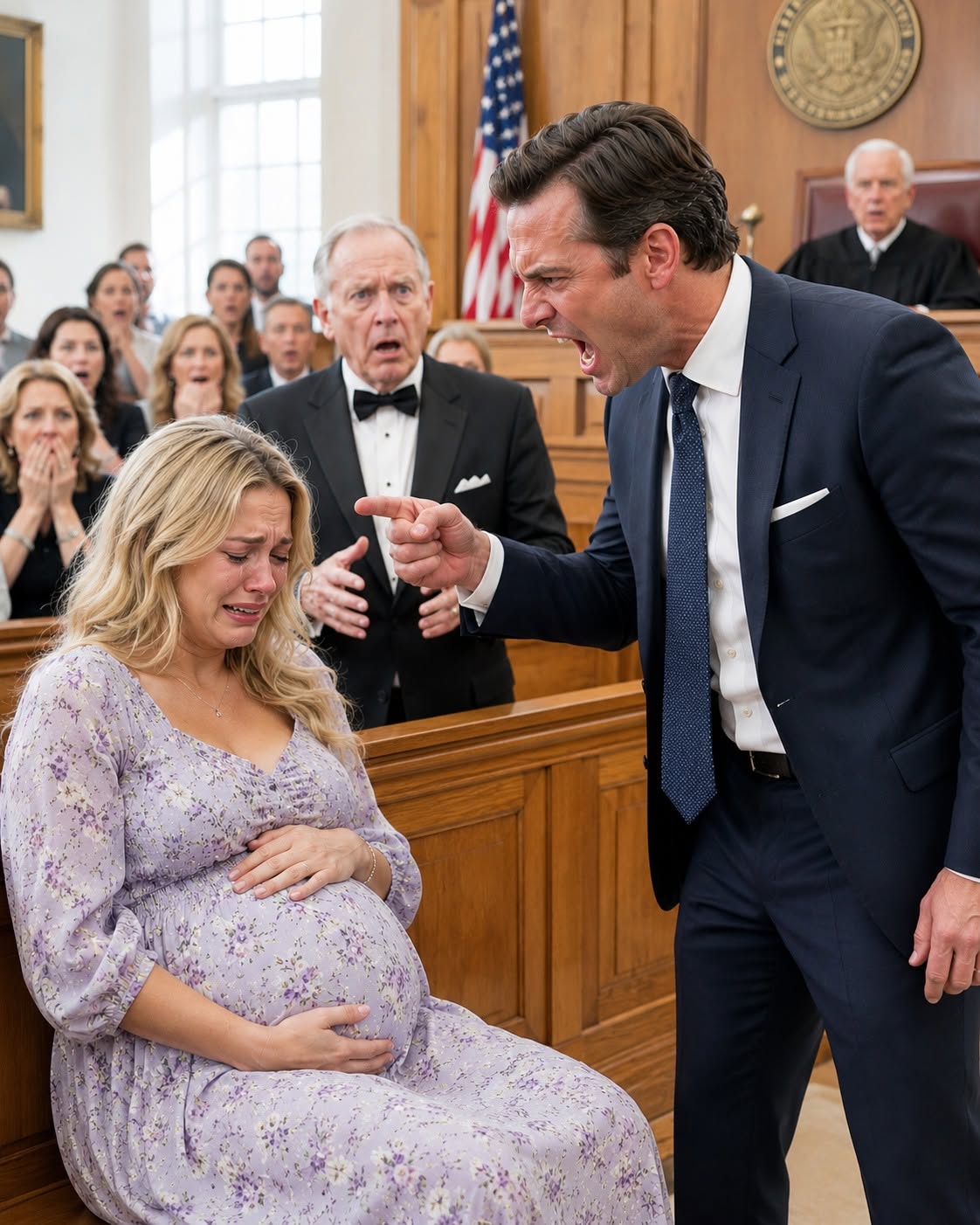 Eight months pregnant and dead broke, I stood in the freezing divorce court rain while my ex tossed me a single $100 bill for a homeless shelter cab, his mistress smirking beside him wearing my dead mother’s stolen diamond necklace.