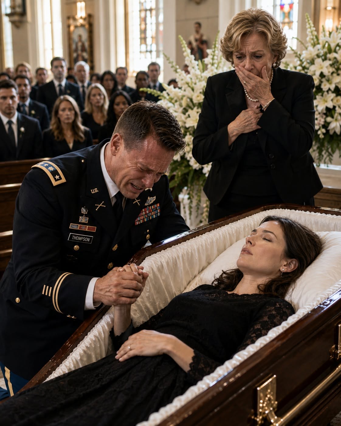 I walked through my front door still in my combat uniform, the little cloth doll I’d bought roadside for our newborn son clutched in one hand, ready to finally hold him after nine months deployed—only to find Emily’s white coffin standing dead center of the living room, my mother perfectly dressed in black and not a single tear in her eye, telling me if I’d been home maybe she wouldn’t have died in childbirth.