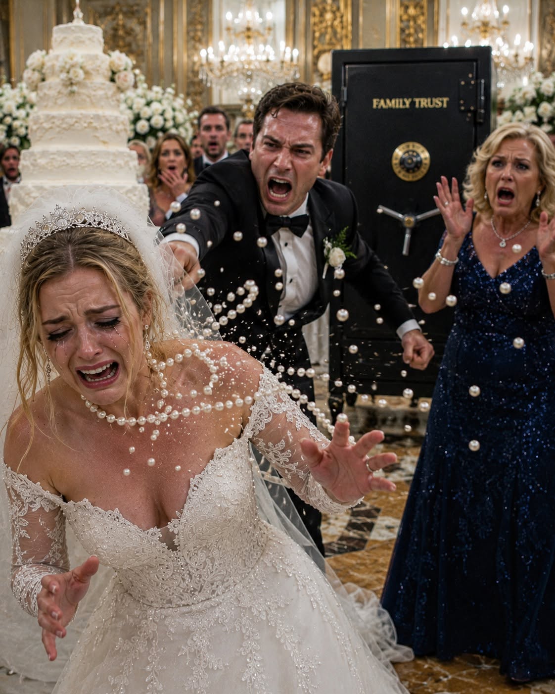 Two hundred guests watched in horror as my brand-new husband Evan lunged at me in the middle of our own wedding reception, ripped the platinum key chain right off my neck, and tore the lace bodice of my gown because I’d refused to hand over the locked steel wedding-gift safe so his mother could empty it tonight to pay off his younger brother Blake’s gambling debts.