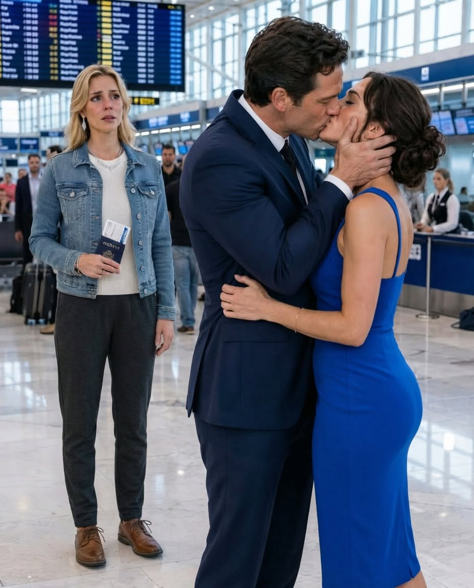 I was at Denver International Airport seeing my best friend off on a work trip when I spotted my husband Julian locked in a deep, unhurried kiss with a tall brunette in a cream coat by the departure gates, the leather briefcase he only used for major financial deals tucked under his arm—the same case he’d carried the night he’d talked me into signing a stack of “routine business forms” for his new company.
