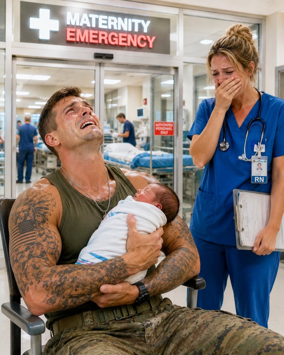 The first time Boone Mercer walked into our NICU I thought he was lost—six-foot-four, broad as a tank, burn scars crawling up both his arms, hands so huge and shaking so badly from combat nerve damage they looked like they were built for war, not holding a fragile two-pound preemie—right as the abandoned baby in bed seven started screaming that guttural, desperate cry only a completely alone infant can make.