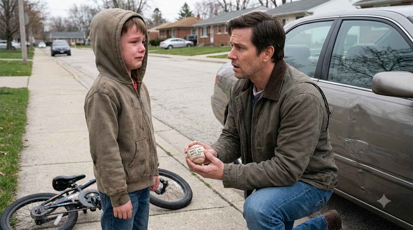 A frightened boy accidentally hit a stranger’s car with a ball—but the man froze when he saw what was written on it.