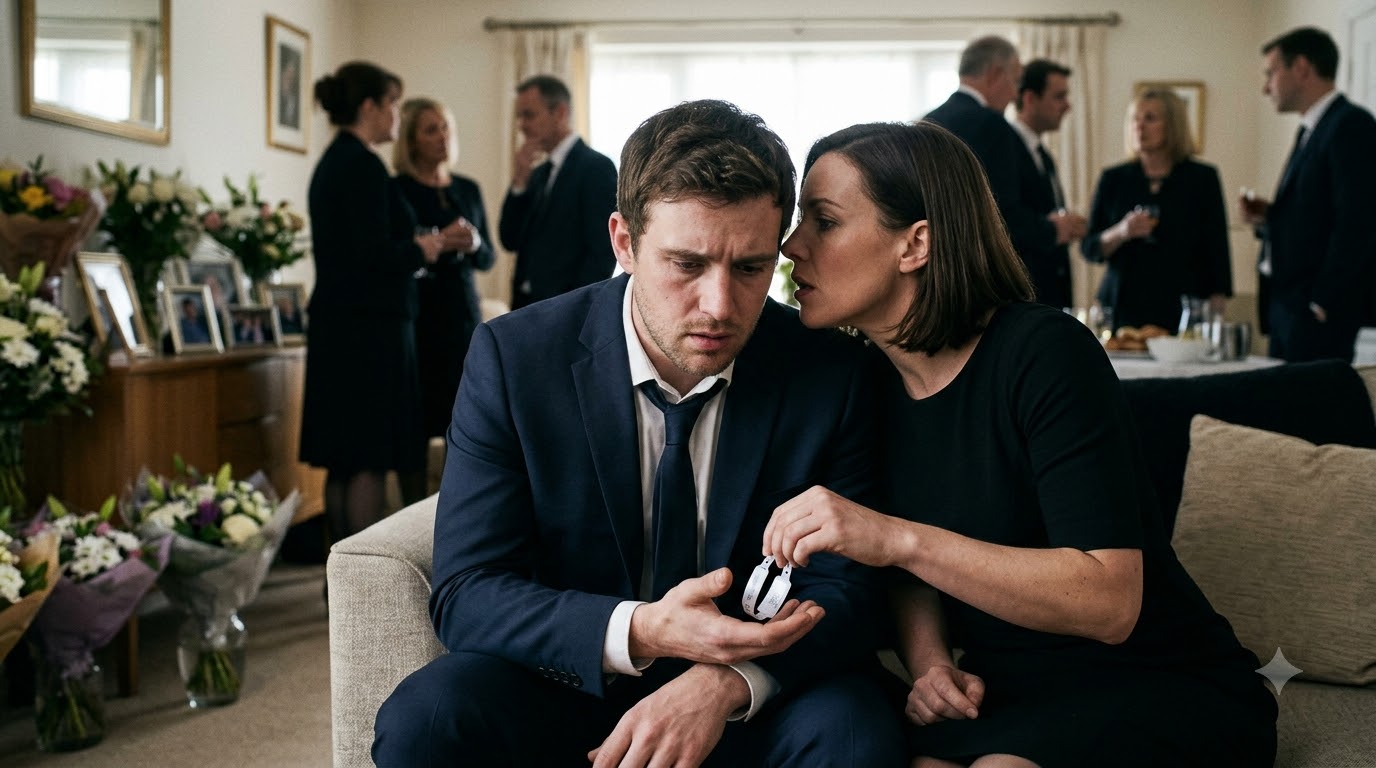 I flew home from the UAE expecting to hold my newborn son for the first time—only to walk into my pregnant wife’s funeral. Then her sister slipped me a hospital bracelet and whispered, “Your baby isn’t dead.”