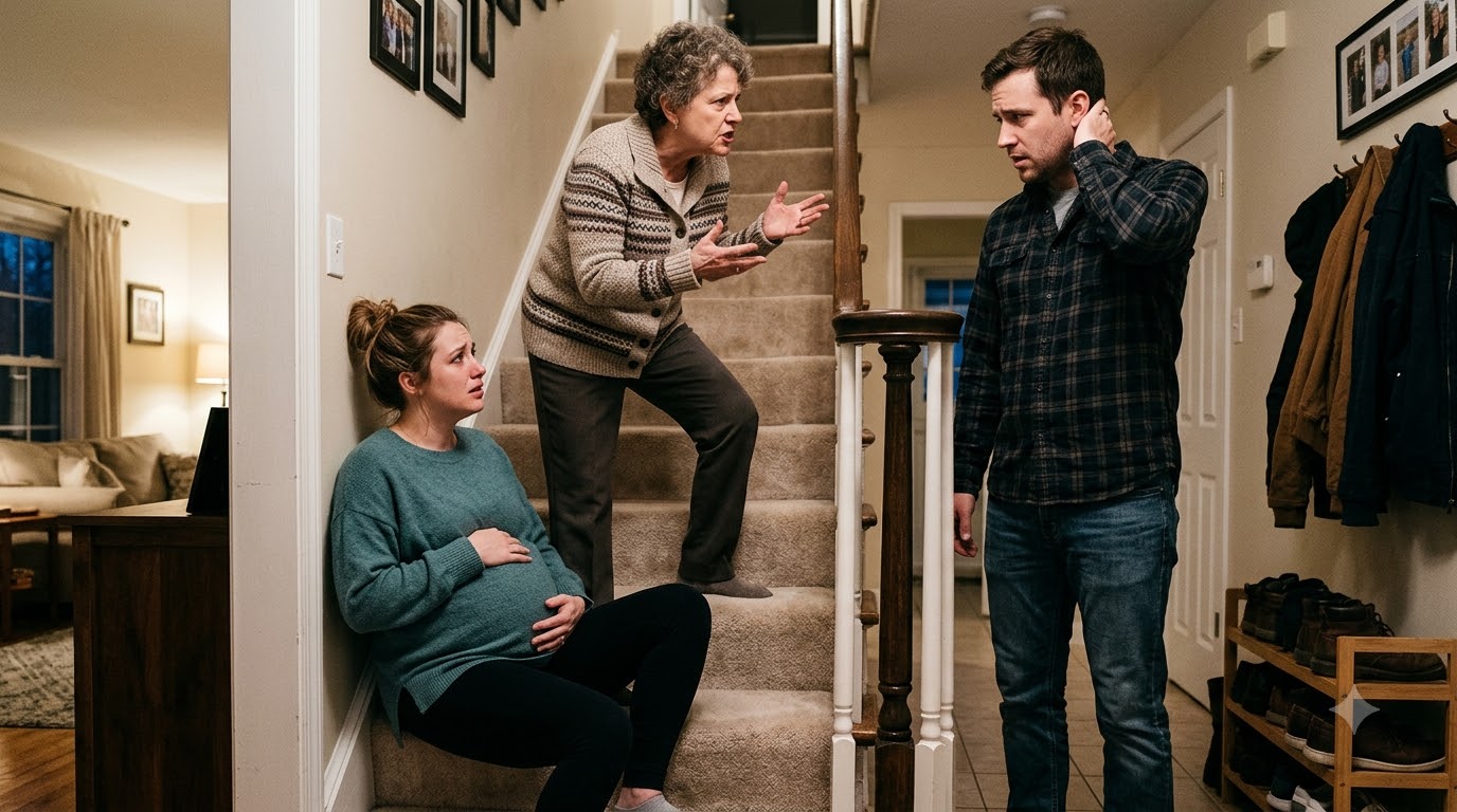 My mother-in-law shoved me down the stairs while I was eight months pregnant—then told my husband I had thrown myself down to frame her.