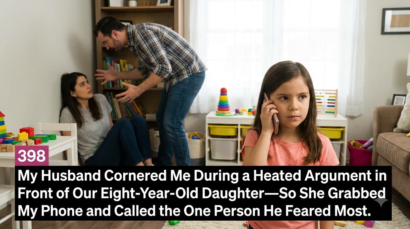 My husband lunged at me in front of our eight-year-old daughter—and while he was hitting me, she ran upstairs, grabbed my phone, and called the one person he feared most.