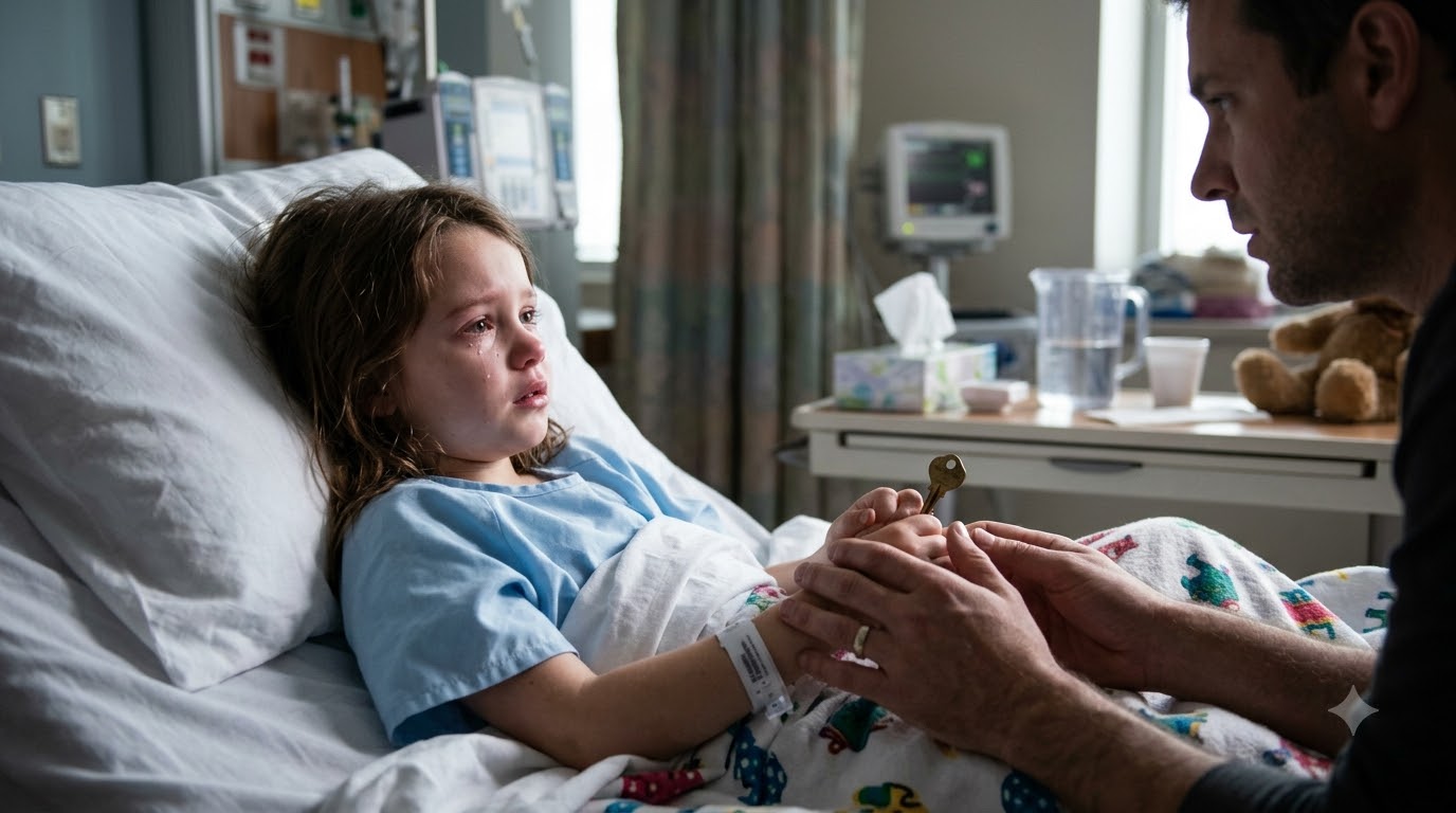 My daughter survived a terrifying fall, but the tiny key clenched in her fist frightened her more than the hospital did. When I asked what it opened, she whispered, “Daddy, don’t let her find it.”