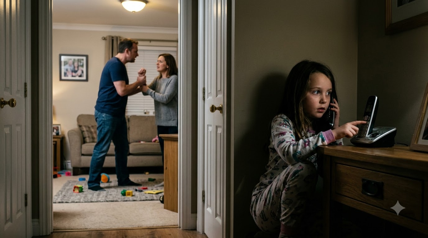 My husband slapped me in front of our eight-year-old daughter, then forced my head toward the bathroom sink. He never noticed Lily running for the phone—or realize who she was calling.