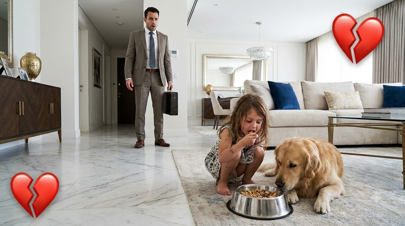 A BILLIONAIRE CAME HOME EARLY—AND FOUND HIS 6-YEAR-OLD DAUGHTER EATING FROM THE DOG’S BOWL. 💔