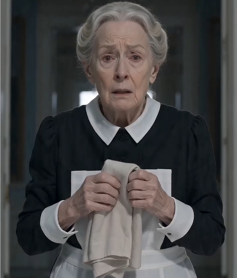 The old woman's eyes froze on the little girl in the shimmering silver dress.  The rag slipped from her trembling hands and fell soundlessly onto the gleaming marble floor.  A sharp breath caught in her throat.