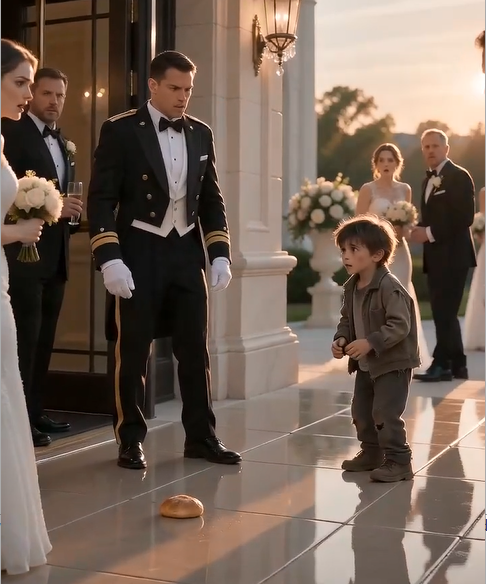 The waiter didn't just knock the bread from the little boy's hand.  He struck it so hard the child recoiled...  like he'd learned long ago not to react.