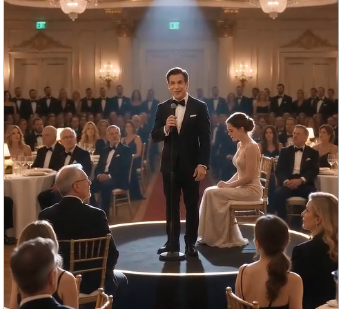 The young millionaire walked slowly toward the stage, holding the old photograph in his hand. Every guest stared at him, waiting for what he would say next.