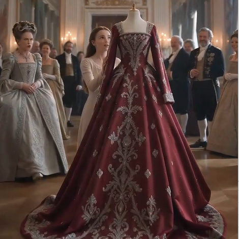 The silence inside the Royal Gown Chamber became unbearable.  Nobody moved.  Nobody breathed.  King Adrian stood before the scarlet coronation gown, his hands gripping the silk as if it were something sacred.