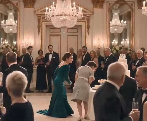 The grand ballroom fell silent.  The billionaire's wife, Victoria Hawthorne, stood frozen after hearing her son's desperate cry.