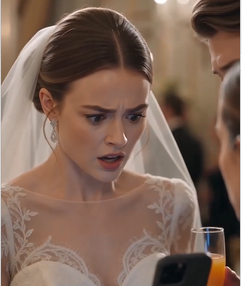 The entire ballroom stood frozen.  The young maid's hand trembled as she held up her phone.  "No..." the groom whispered.
