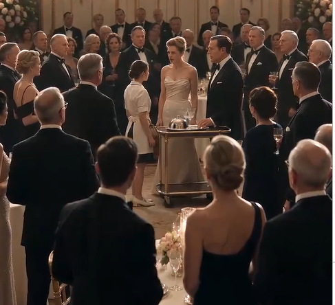 The groom's mother, Margaret Whitmore, stared at the papers spread across the table.  "No..." she whispered.  The woman in the modest coat remained calm.