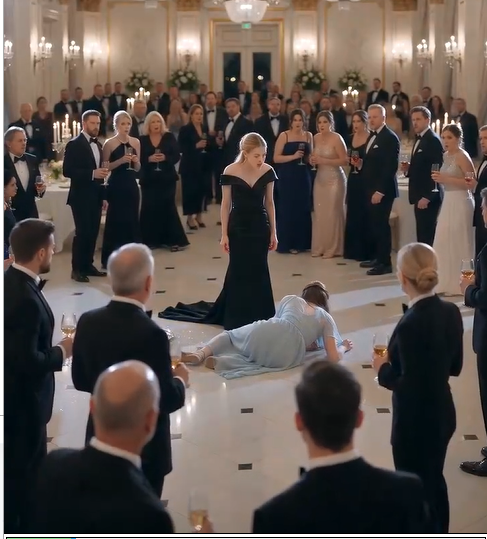 In the middle of a dazzling high-society gala ✨, an elegant young heiress in a shimmering designer gown publicly scolds a timid maid after she accidentally drops a serving tray.