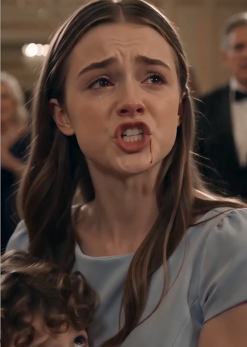 The grand ballroom fell silent.  More than three hundred guests stood frozen beneath the crystal chandeliers as eight-year-old Ethan tightened his grip on the microphone.  His small voice trembled.