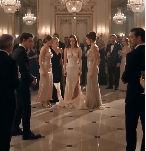 They ripped her dress off in front of everyone.  Laughter echoed through the luxurious ballroom as Amelia desperately tried to cover herself.  No one stepped forward.