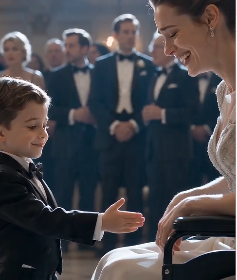 The woman stared at the little boy's hand.  Then she took another step.  And another.  Each movement sent shockwaves through the room.  Tears streamed down her cheeks.