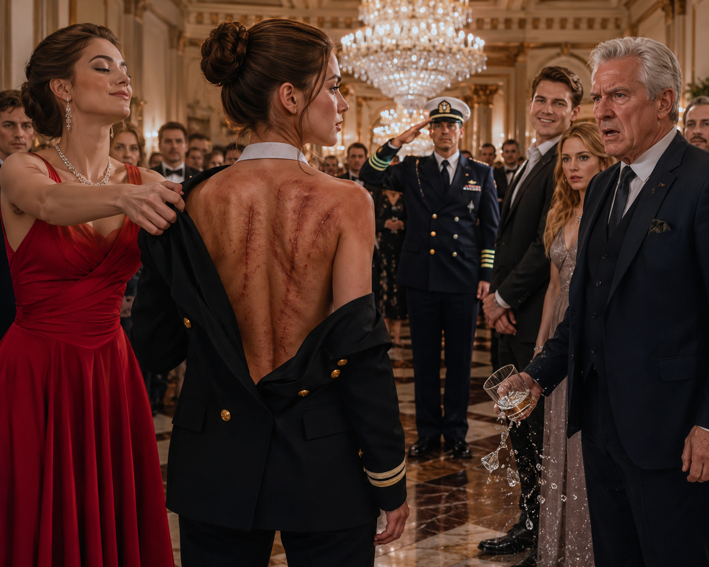 They Wiped Their Daughter From the Family—Then an Admiral Saluted Her  Your own family erased you to protect their fortune… but you came back with the power to tear down everything they built. 🤫🔥  "My sister yanked my shirt open in front of two hundred guests and smirked when she saw the scars across my back.